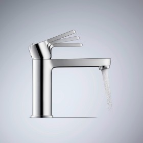 Mitigeur de lavabo monocommande Duravit B.2 S FreshStart et MinusFlow, avec bonde à tirette