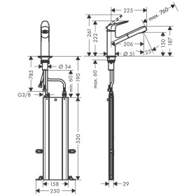 hansgrohe Focus M42 Einhebel-Küchenmischer 150, Ausziehauslauf, 1jet, sBox
