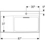 Vasque Geberit ONE 90 cm, sortie horizontale, 1 trou de robinet, sans trop-plein, tablette à gauche