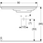 Meuble-lavabo Geberit ONE 90 cm, sortie horizontale, 1 trou de robinet, sans trop-plein - vue technique