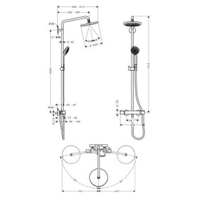 Mitigeur thermostatique de douche hansgrohe Croma 220 avec bras de douche de 40 cm