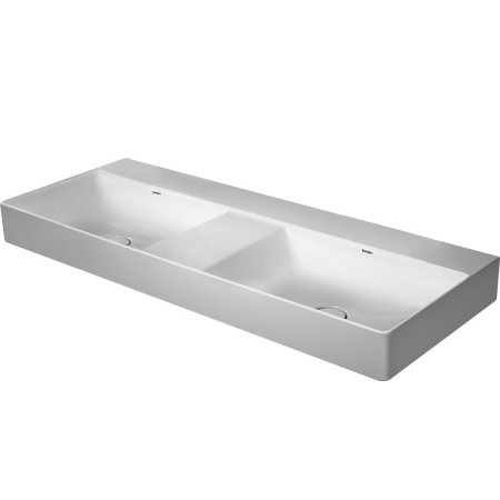 Duravit DuraSquare Double vasque rectangulaire polie sans trous de robinet, 120 x 47 cm