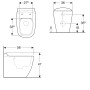 Geberit Citterio WC a terra a scarico a pavimento, incasso a filo muro, Rimfree - vista tecnica