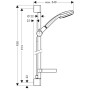 hansgrohe Croma 100 Multi Unica C Brausenset 90 cm - technische Ansicht