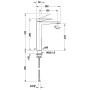 Miscelatore monocomando per lavabo Duravit Tulum XL, senza scarico - vista tecnica