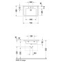 Lavabo meuble Duravit Starck 3 70 cm avec 1 trou pour robinet - vue technique