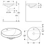 Lavabo encastrable rond Geberit VariForm, avec plage de robinetterie - vue détaillée