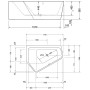 Duravit Paiova 5-Eck Badewanne links, mit Verkleidung 177 x 130 cm - technische Ansicht