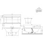 Villeroy & Boch Squaro Edge 12 Duo Badewanne 190 x 90 cm mit Profibox 2.0 Eck - technische Ansicht