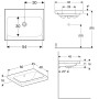 Lavabo Geberit iCon Light 60 cm sans trou de robinet, avec trop-plein - vue technique