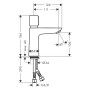 Robinetterie de lavabo à déclenchement automatique hansgrohe Talis E avec régulation de température - vue technique