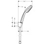 hansgrohe Croma 100 1jet / Porter'S Set 125 cm - technische Ansicht