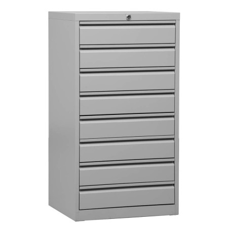 Armoire à tiroirs en acier Wolfstahl A3 8 tiroirs gris clair 53 x 43 x 98 cm