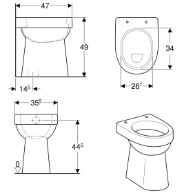 Geberit Renova Confort WC à chasse d'eau directe, sortie verticale