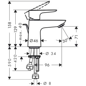 hansgrohe Talis E Mitigeur de lavabo monocommande 80, basse pression