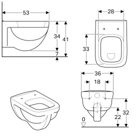 Geberit Renova Plan WC suspendu à chasse d'eau plate 6 l