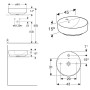 Lavabo sur plan Geberit VariForm, rond, avec trop-plein - vue technique