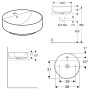 Lavabo surélevé Geberit VariForm Ø 45 cm, avec trop-plein - vue technique