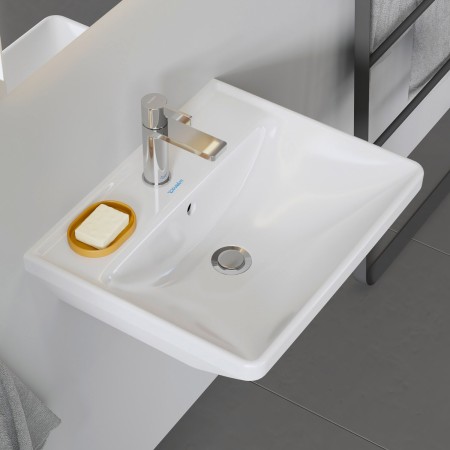 Lavabo Duravit D-Neo 55 cm, avec 1 trou de robinet et trop-plein