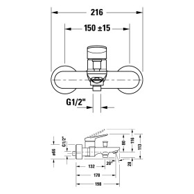 Mitigeur de baignoire encastré Duravit Wave à levier unique