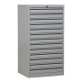 Armoire à tiroirs en acier Wolfstahl A3 13 tiroirs gris clair 53 x 43 x 98 cm