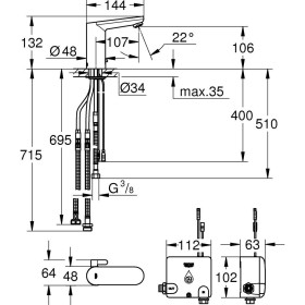 Robinet de lavabo GROHE Eurosmart CE avec mélangeur et électronique infrarouge Powerbox