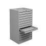 Armoire à tiroirs en acier Wolfstahl A3 13 tiroirs gris clair 53 x 43 x 98 cm - vue technique
