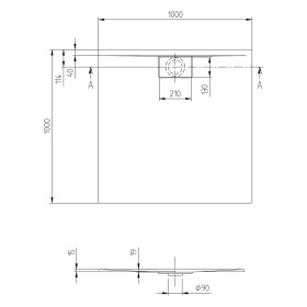 Receveur de douche Villeroy & Boch Architectura Metalrim 100 x 100 x 1,5 cm