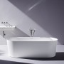 Baignoire ovale autoportante LAUFEN Val, avec débordement latéral - photo produit