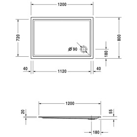 Receveur de douche Duravit Starck Slimline rectangle 120 x 80 cm