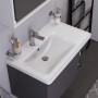 Duravit D-Neo Meuble vasque 80 cm asymétrique, avec 1 trou de robinet et trop-plein, étagère à droite