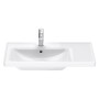 Duravit D-Neo Meuble vasque 80 cm asymétrique, avec 1 trou de robinet et trop-plein, étagère à droite - vue technique