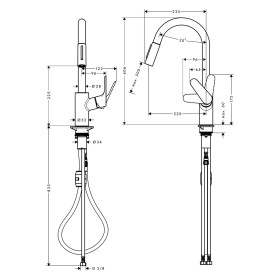 hansgrohe Focus M41 Einhebel-Küchenmischer 240, Ausziehbrause, 2jet