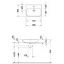 Vasque à poser Duravit Happy D.2 60 cm, avec 1 trou de robinet percé - vue détaillée