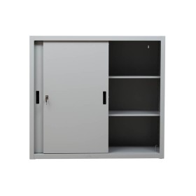 Wolfstahl Schiebetürenschrank Stahl 2 Fachböden lichtgrau 120 x 45 x 109 cm