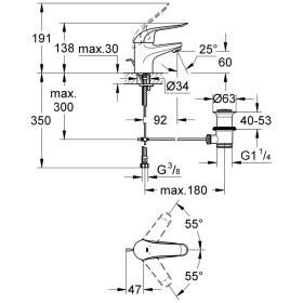Robinet de lavabo monocommande GROHE Euroeco Special