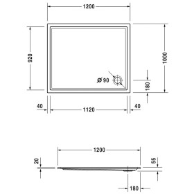 Receveur de douche Duravit Starck Slimline rectangulaire 120 x 100 cm