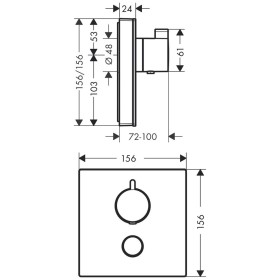 Thermostat encastré hansgrohe ShowerSelect en verre Highflow pour 1 consommateur