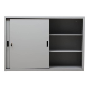 Wolfstahl Schiebetürenschrank Stahl 2 Fachböden lichtgrau 160 x 45 x 109 cm