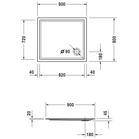 Receveur de douche Duravit Starck Slimline Rectangulaire 90 x 80 cm