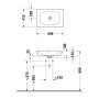 Vasque à poser Duravit Viu 60 cm sans trou de robinet, sans trop-plein