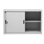 Wolfstahl Schiebetürenschrank Stahl 2 Fachböden lichtgrau 120 x 45 x 75 cm - Detailansicht