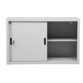 Wolfstahl Schiebetürenschrank Stahl 2 Fachböden lichtgrau 120 x 45 x 75 cm
