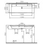 VitrA Integra Doppelmöbelwaschtisch 120 cm, mit Überlaufloch, 2 Hahnlöcher - technische Ansicht