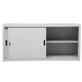 Wolfstahl Schiebetürenschrank Stahl 2 Fachböden lichtgrau 160 x 45 x 75 cm