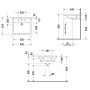 Lavabo Duravit Starck 3 Vital 60 cm avec 1 trou de robinet - vue technique