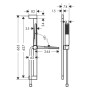 hansgrohe Pulsify E Set de douche 100 1 jet avec barre de douche 65 cm, EcoSmart - vue technique