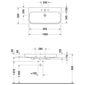 Duravit Happy D.2 Meuble vasque 100 cm avec 1 trou de robinet