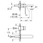 Robinet de lavabo mural GROHE Plus à 2 trous, saillie de 14,7 cm