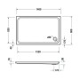 Receveur de douche rectangle Duravit D-Code 140 x 90 cm avec surface antidérapante - vue technique